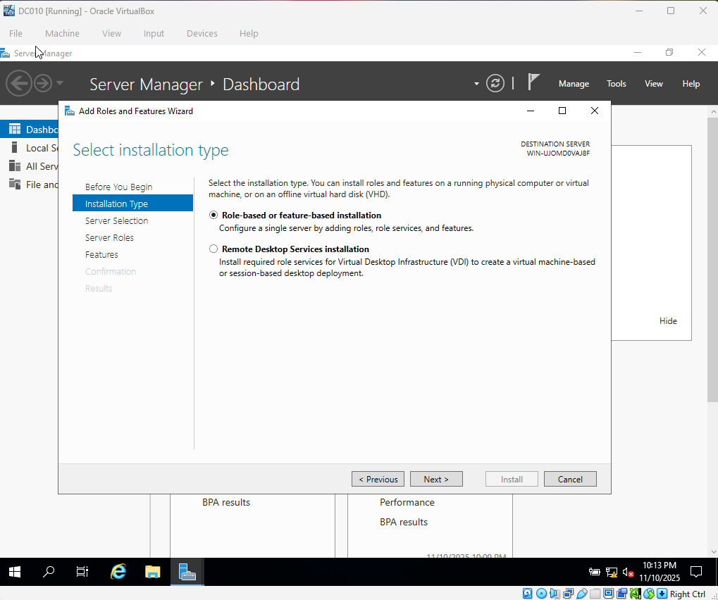Step 2 - Role-based or feature-based installation
