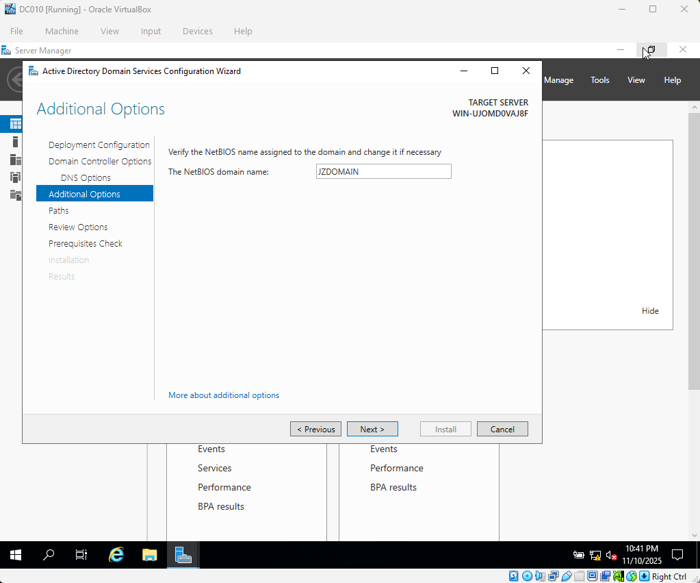 Step 9 - NetBIOS domain name