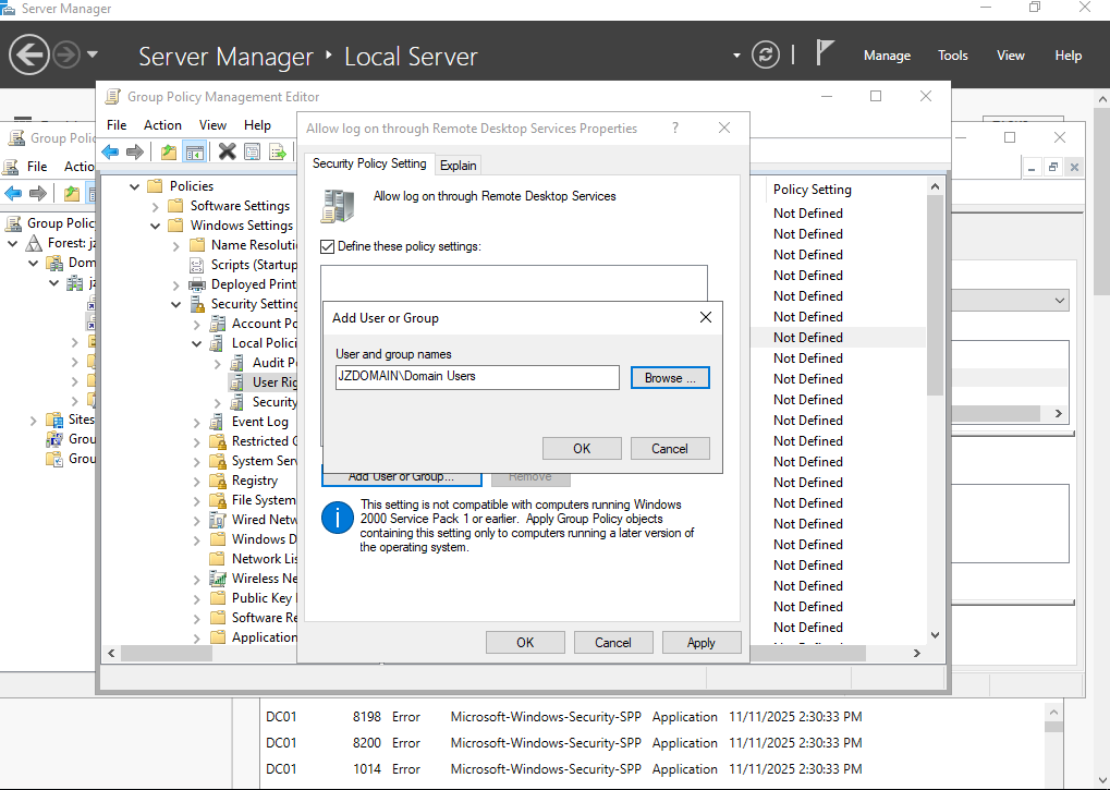 Restricting RDP to authenticated domain users