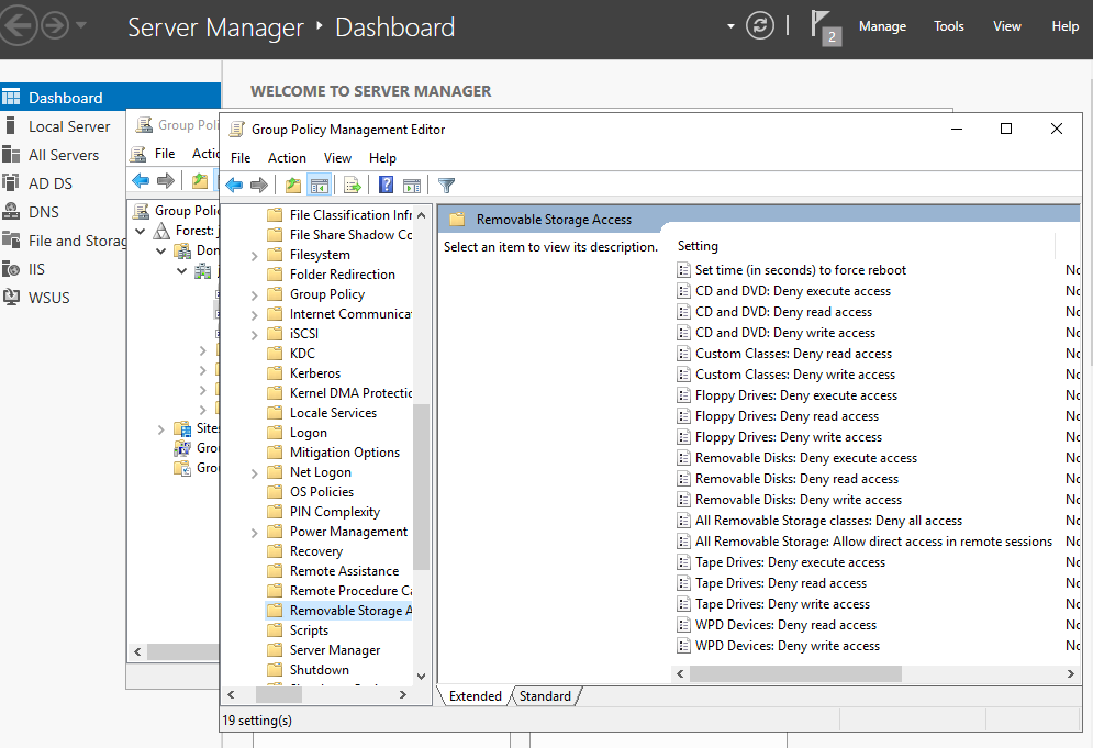 Opening Group Policy Management for USB GPO